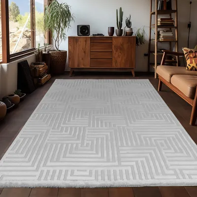 Zdjęcie produktu dla Ayyildiz | Dywan 3D Sahara - 140 cm x 200 cm - Szary - Nowoczesny, Geometryczny, Przytulny