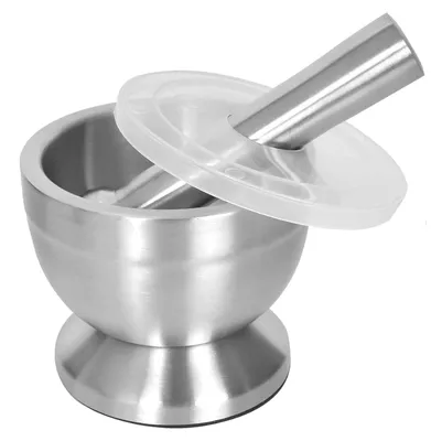 Produktbild von Mörser und Stößel Set, 304 Edelstahl, mit Kunststoffdeckel, für Küche
