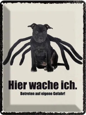 Produktbild von vianmo Blechschild 40x30 cm Hund hier wache ich eigene Gefahr Tier Haustier