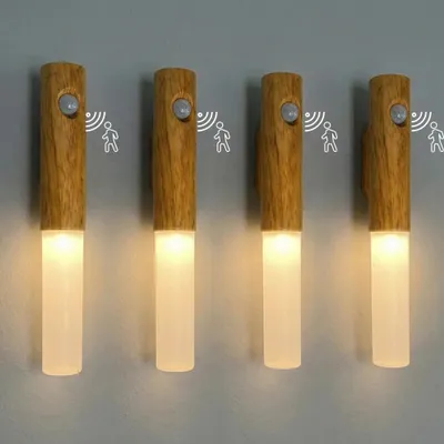 Image de Veilleuse LED avec détecteur de mouvement - Applique murale - Rechargeable - Intensité réglable - Montage mural - Alimentation par batterie - Blanc