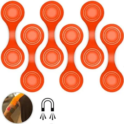 Produktbild von Magnetreflektoren - Reflektierende Anhänger - Sicherheitsreflektoren - Orangerot - 6 Stück - 5x13,8 cm - Silber - für Rucksack,Jacke,Kinderwagen