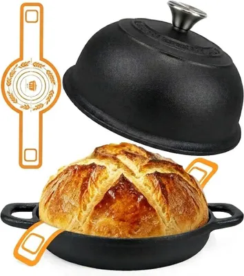 Gusseiserner Dutch Oven 24 cm, 4,7 L, Brotbacken, Schmortopf