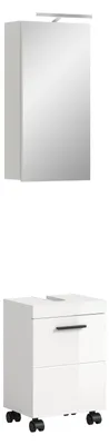 Productafbeelding van Badkamerkastset inclusief verlichting NOVA (ongeveer 40/191/30 cm) in wit, met hoogglansafwerking