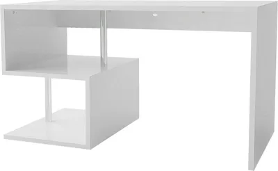 Immagine prodotto di Dmora Scrivania Atemis 60x140x78h cm Bianco Lucido, Modulabile 2 Ripiani  Italy