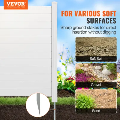 Produktbild von VEVOR 3xPaneele Gartenzaun 122x122cm Sichtschutzzaun PVC und verzinktes Blech-Erdspieß Windschutzzaun Metallpfähle bis 50cm Lamellenzaun Steckzaun Sichtschutz ideal für Pool-Ausrüstung Klimaanlagen