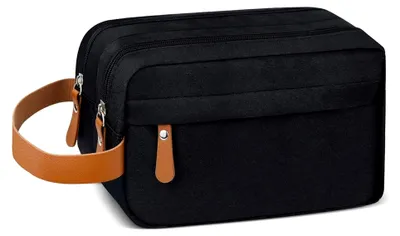 Produktbild von Schwarze Kulturbeutel für Herren, Aufhängbare Waschtasche für Reisen, Kosmetiktasche für Männer, Praktische Reiseaccessoires
