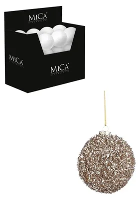 Image de Boule de Noël en verre incassable, couleur champagne, diamètre 8 cm