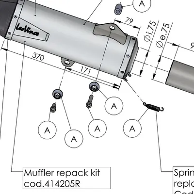 Produktbild von Endschalldämpfer LeoVince Auspuff-Ersatzteil 10440, Edelstahl, 370mm 75mm > 52mm, rechts