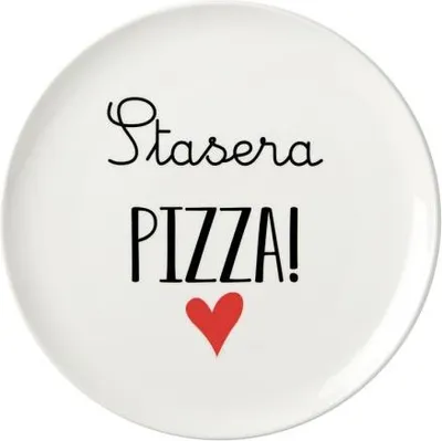 Produktbild von 32 cm großer Keramik-Pizzateller mit der Aufschrift „Tonight Pizza“