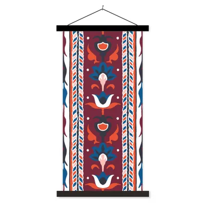 Produktbild von MuchoWow® Textilposter Blumen - Muster - Pflanzen - Abstrakt - Minimalismus 40x80 cm mit schwarzem Rahmen - Wandemalerei