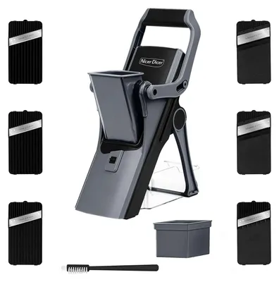 Produktbild von Genius Gemüseschneider Nicer Dicer Mando 12tlg., Gemüsehobel, Gemüse Schneider, Gurkenhobel, Mandoline Vegetable Chopper mit 6 austauschbaren Klingen