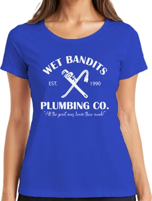Produktbild von Wet Bandits Plumbing Co. Kevin Allein Zuhause Feuchte Banditen - Weihnachten Christmas Xmas Damen T-Shirt, Blau, L