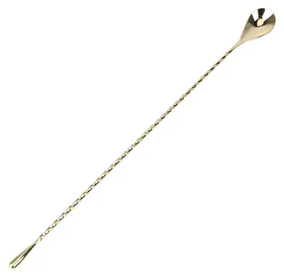 Image de Cuillère remueuse, en acier inoxydable, design élégant, 40 cm, finition dorée