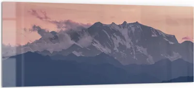 Produktbild von DEQORI Küchenrückwand Glas 125x50 cm 'Alpenabendglanz' Spritzschutz Bad Rückwand Küche