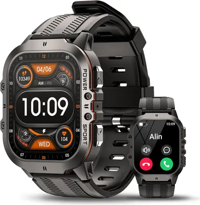 Produktbild von AVUMDA Herren Smartwatch mit AMOLED 1,96 Zoll Display, Fitness Uhr mit Telefonfunktion, 100+ Sportmodi, IP68, Herzfrequenz, Blutdruck, SpO2