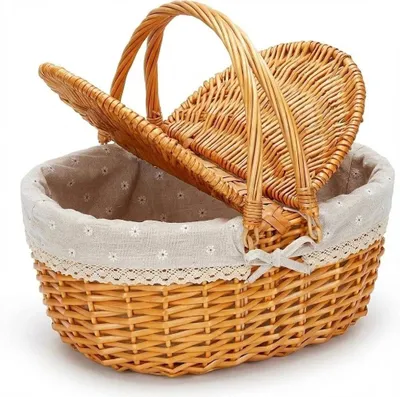 Productafbeelding van Picknickmand, handgeweven wilgentakken, met deksel en handvat, voor picknicks