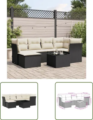 Produktbild von The Living Store 7-tlg. Garten-Sofagarnitur mit Kissen Schwarz Poly Rattan