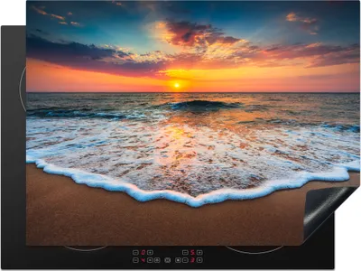 Produktbild von KitchenYeah© Herdabdeckplatte Strand - Meer - Sonnenuntergang , 71x52cm, Küche Deko, Glaskeramikkochfeld Herdabdeckung, Abdeckplatte fùr Kochfeld
