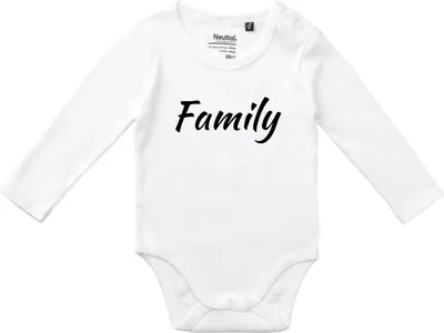 Produktbild von Huuraa Baby Body Family Schriftzug 80 White  Baumwolle Fairtrade Langarmbody Geschenkidee
