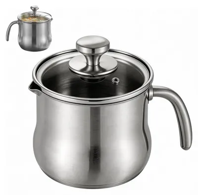 Milchtopf 2 L Edelstahl mit Glasdeckel Ø14 cm für Induktion