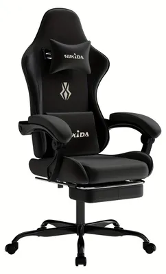 Produktbild von Ergonomischer Gaming-Stuhl - Bürostuhl - Gaming-Sessel - Schwarze Sitzfläche - Rennsport-Stuhl