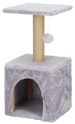 Productafbeelding van Krabpaal - 3 Etages - Voor Katten - Meubelbescherming - 31X31X62 cm - Grijs