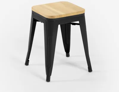 Produktbild von industrieller hocker metall bar küche top holz steel rocket wood. - Schwarz