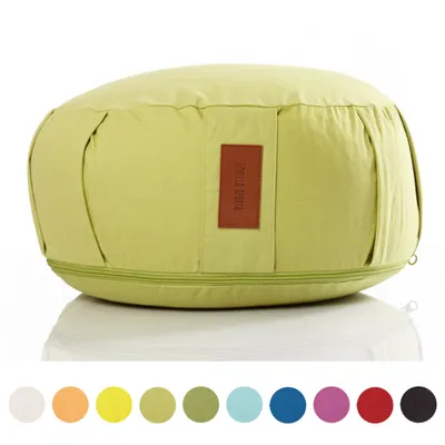 Produktbild von GORILLA SPORTS® Yogakissen rund Ø 30 x 18 cm – Meditationskissen mit Dinkelfüllung & Baumwollbezug – Sitzkissen Yoga – Waschbar mit Griff