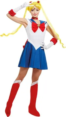 A woman in a Sailor Moon costume posing.