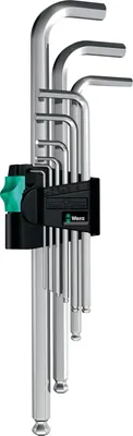 Produktbild von Wera 950/9 Hex-Plus 1 Winkelschlüsselsatz, metrisch, gestellverchromt, 9-teilig
