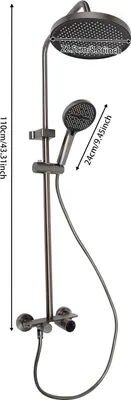Immagine prodotto di Set doccia - Montaggio a parete - Soffione e doccetta - Altezza 110 cm - Per bagno, hotel, palestra, salone