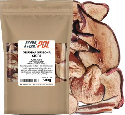 Zdjęcie produktu dla CHIPSY GRUSZKOWE 500g Chrupiące suszone naturalna przekąska jakość Kol-Pol
