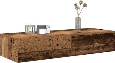 Obrázok produktu pre Maison Exclusive – Nástenná polica so zásuvkami, vzhľad starého dreva, 100x36x19 cm
