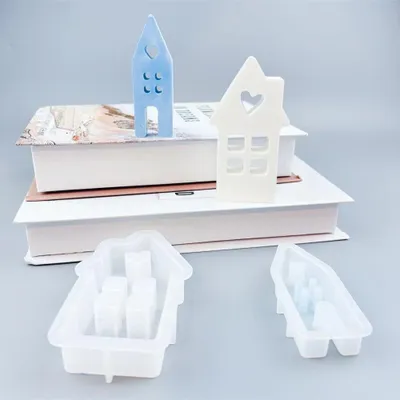 Produktbild von Silikonformen, Gießformen, Häuser, Kerzenformen zum Gießen, Kerzenformen, Seifenformen, Epoxidharzformen, Silikon-Hausformen für Sojawachskerzen zum Selbermachen von Kerzen