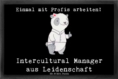 Produktbild von Mr. & Mrs. Panda Eingangsteppich Intercultural Manager Leidenschaft 40 x 60 cm - Schwarz - Geschenk, Bodenvorleger, Gummimatte, Fußabstreifer, Schmutzfangmatte, Fussmatte
