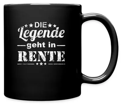 Produktbild von Spreadshirt Legende Geht In Rente Tasse Einfarbig, One size, Schwarz
