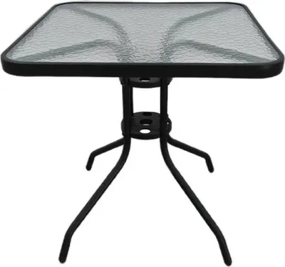 Obrázek produktu pro Čtvercový stůl 70x70 T22 sklo kov pro balkon terasu pro zahradu ATOS