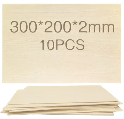 Immagine prodotto di Pannelli di legno per hobby, confezione da 10 pezzi - 300 x 200 x 2 mm - Pannelli di legno per lavori creativi - Ideali per progetti laser - Kit fai-da-te - Arte e artigianato - Pannelli di legno