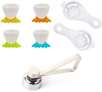 Produktbild von Eierseparator aus Edelstahl - 4 Eierdopjes - einfach zu reinigen - Küchenutensil