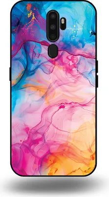 Produktbild von Smartphonica Telefon Fall geeignet für OPPO A5 2020 mit Regenbogen Acryl Marmor Druck - TPU Backcover Fall Regenbogen Acryl Marmor Design