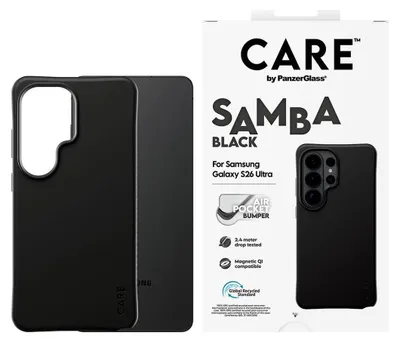 Zdjęcie produktu dla PanzerGlass CARE™ by ® Samba Case Black w. Qi Samsung Galaxy S26 Ultra, Pokrowiec, Samsung, Samsung - Galaxy S26 Ultra, Czarny