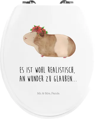 Produktbild von Mr. & Mrs. Panda Klo-Deckel Meerschweinchen Weisheit - Weiß - Geschenk, Spruch, Toilettendeckel, WC Brille, Gute Laune, klo deckel, Wunderland, Klobrille, Wunder, WC-Sitz