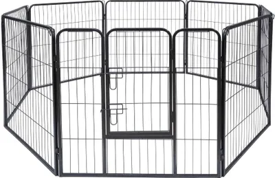 Obrázek produktu pro maxxpro ohrádka pro psy a kočky 210 x 80 CM - skládací výběh pro štěňata, výběh pro kočky, lze nastavit do různých tvarů, pro vnitřní i venkovní použití, výběh pro králíky, kov, černá barva