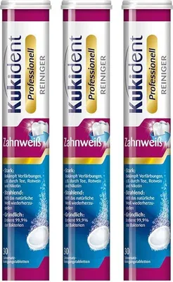 Produktbild von Kukident Professionell Zahnweiß-Tabs - 3x30 Zahnersatzreinigungstabletten für die Dritten