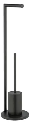Zdjęcie produktu dla WENKO metalowy stojący zestaw WC Ferla w kolorze czarnym 18 x 69,5 cm