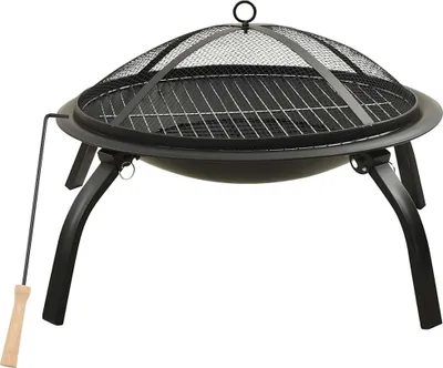 Produktbild von vidaXL 2-in-1 Feuerstelle und Grill mit Schürhaken 56x56x49 cm Stahl