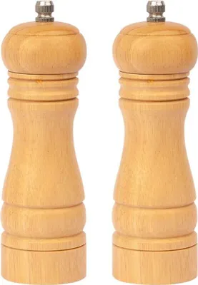 Produktbild von Manuelle Pfeffermühle 2er Set Salz und Pfeffermühle mit Keramikmahlwerk Grobheit Einstellbarem Holz Salzmühle Gewürzmühle, H 14.5cm