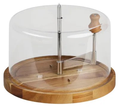 Produktbild von NEUSTANLO Käsehobel mit Haube Ø 21,7 cm |es Akazienholz | perfekt für Tête de Moine & andere Käsesorten | hygienische Aufbewahrung | langlebig & multifunktional