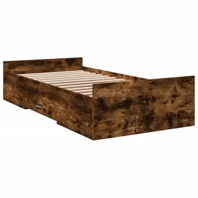 Obrázek produktu pro Rám postele se zásuvkami kouřový dub 100x200cm materiál na bázi dřeva