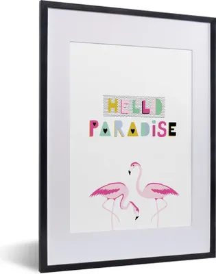 Produktbild von MuchoWow® Gerahmtes Poster Flamingo - Paradies - Sommer 30x40 cm - Poster mit Schwarzem Bilderrahmen Wandposter Rahmen Foto Bilder - Wandposter Schlafzimmer